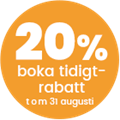 20% Boka-tidigt-rabatt